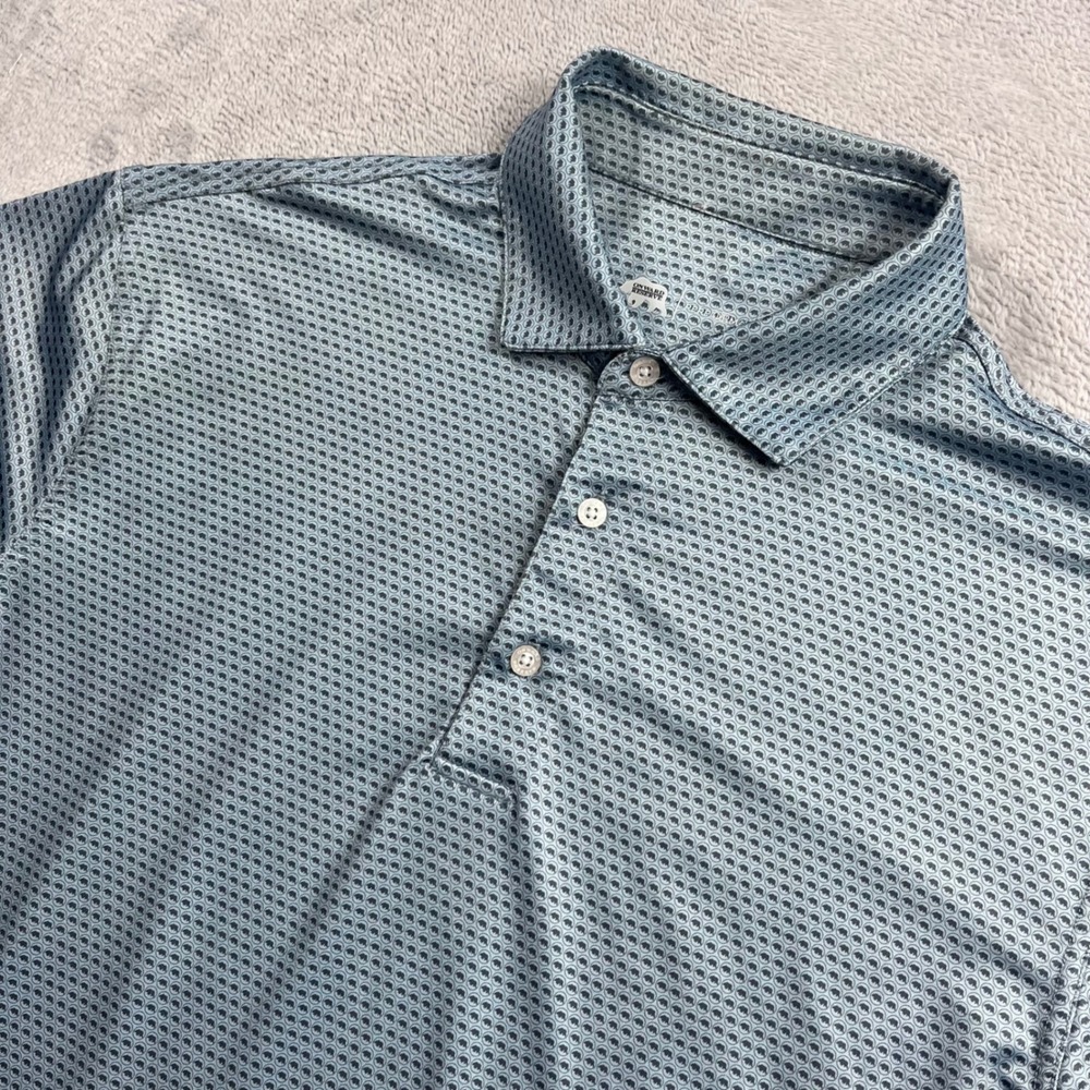 Onward Reserve Mens Performance Polo Shirt Blue Geometric Bear Print Stretch L